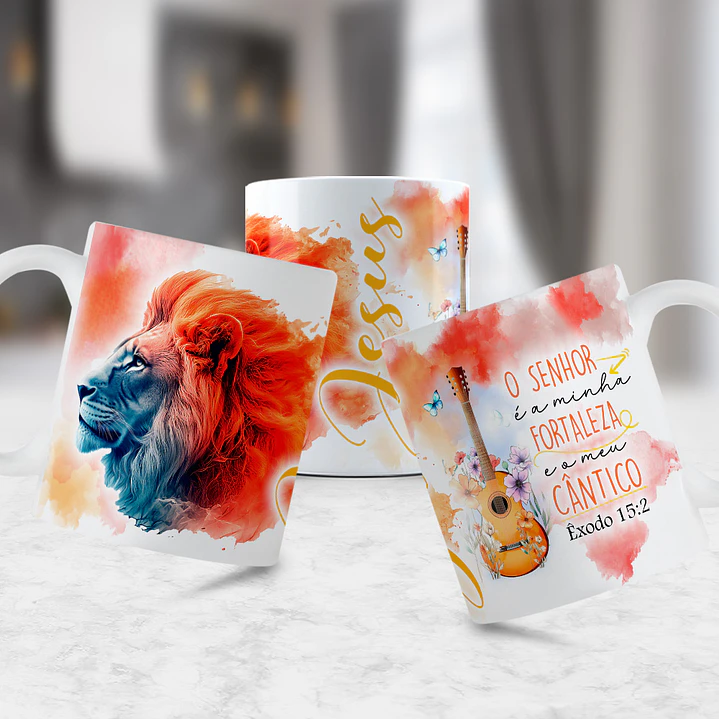 12 Artes para Caneca Jesus Leão de Judá 2.0 Arquivo Editável  3