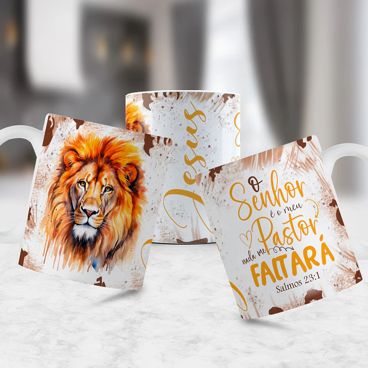 12 Artes para Caneca Jesus Leão de Judá 2.0 Arquivo Editável  9