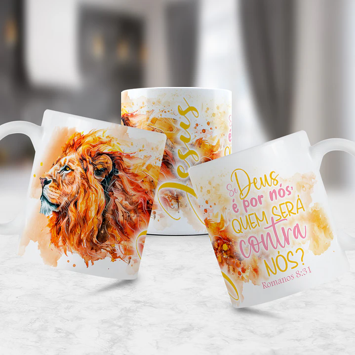 12 Artes para Caneca Jesus Leão de Judá 2.0 Arquivo Editável  12