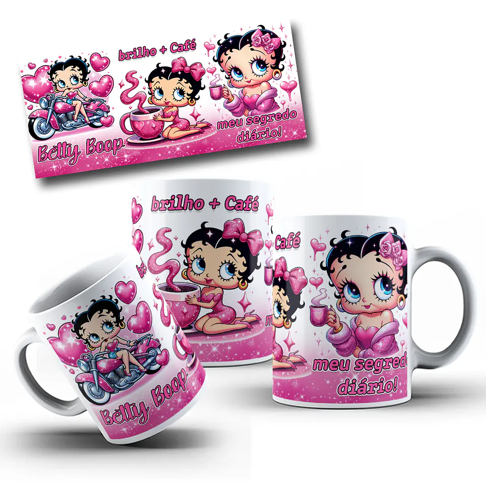 Arte Caneca Meu Segredo Diário Bety Boop Arquivo em Jpg 1
