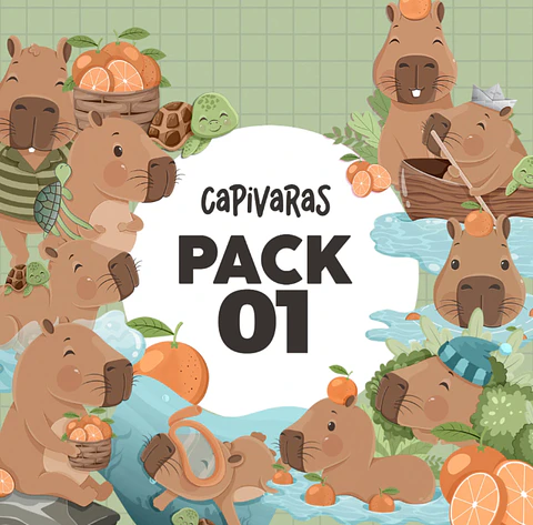 Kit Digital Capivaras Completo Arquivos em Png 