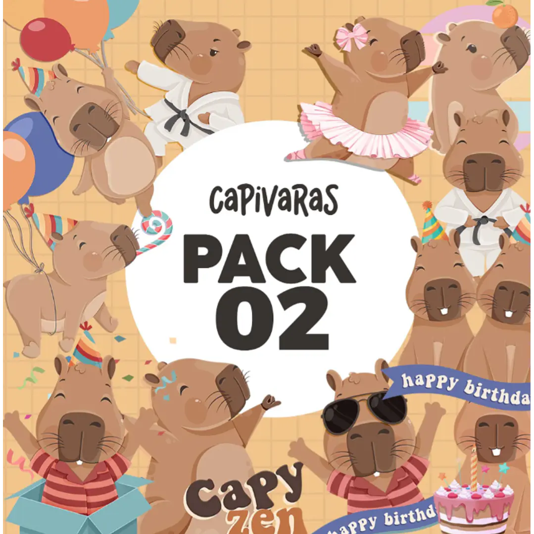 Kit Digital Capivaras Completo Arquivos em Png  2