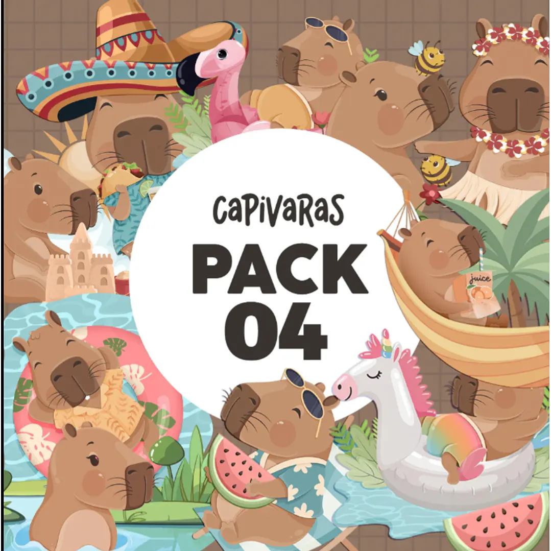 Kit Digital Capivaras Completo Arquivos em Png  4
