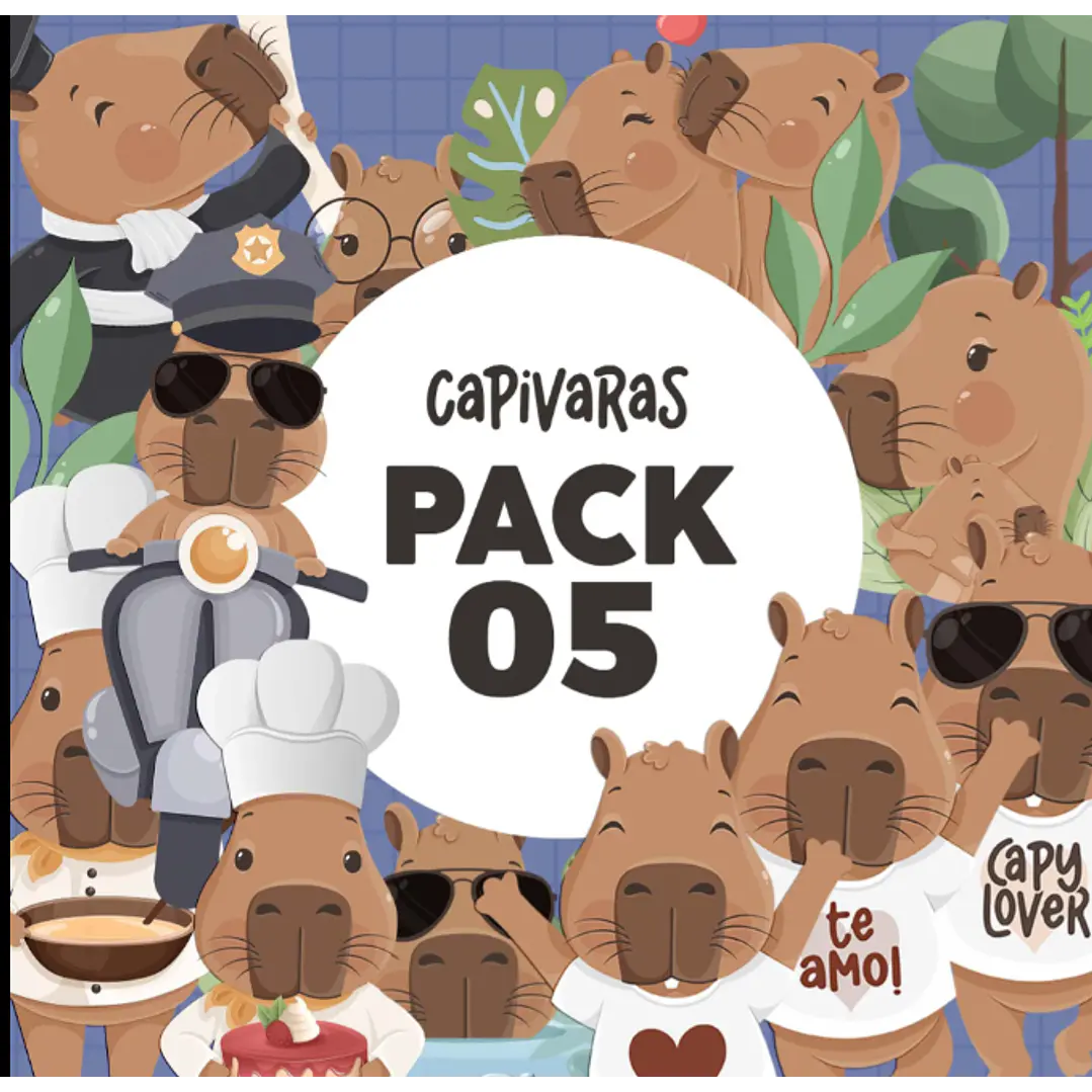 Kit Digital Capivaras Completo Arquivos em Png  5