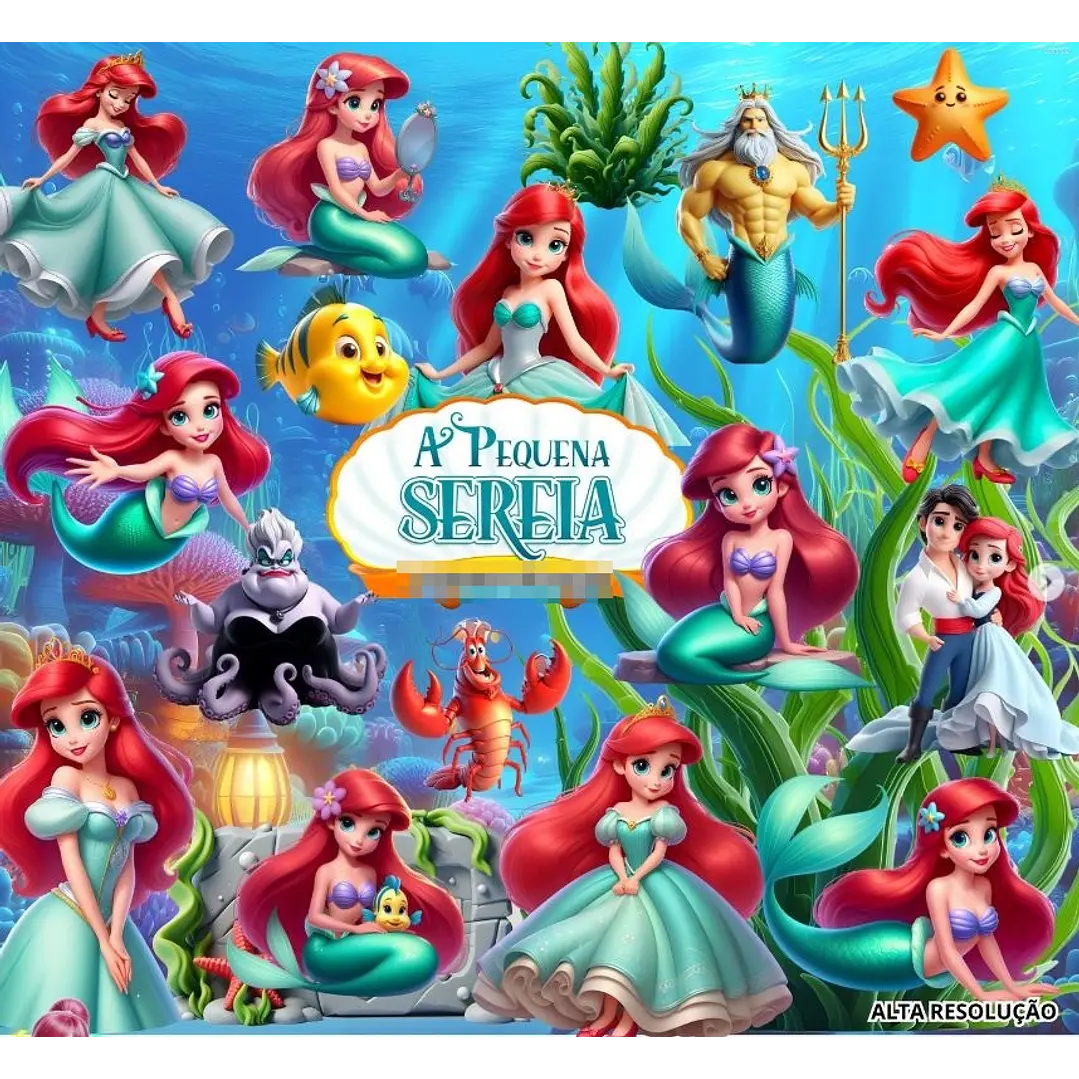 Kit Digital Ariel a Pequena Sereia em Png  1
