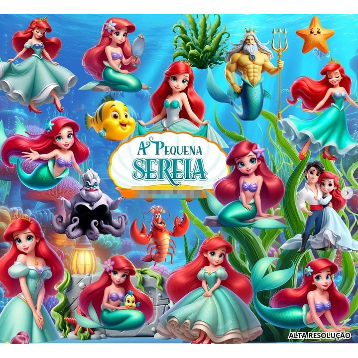 Kit Digital Ariel a Pequena Sereia em Png  1