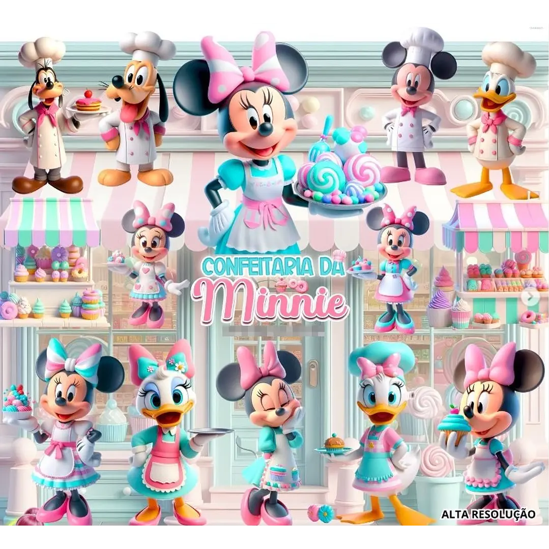 Kit Digital Confeitaria da Minnie em Png  1