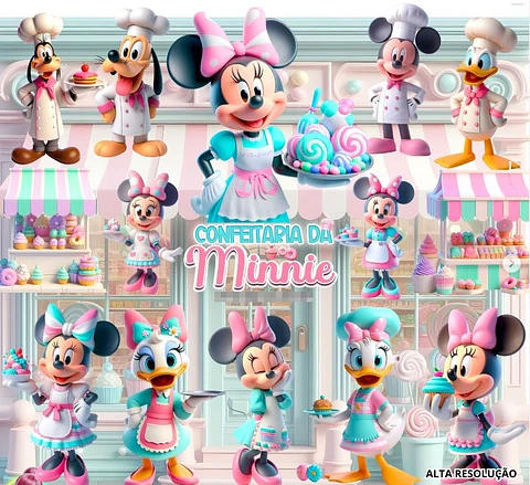 Kit Digital Confeitaria da Minnie em Png 