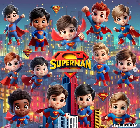 Kit Digital Super Man em Png 