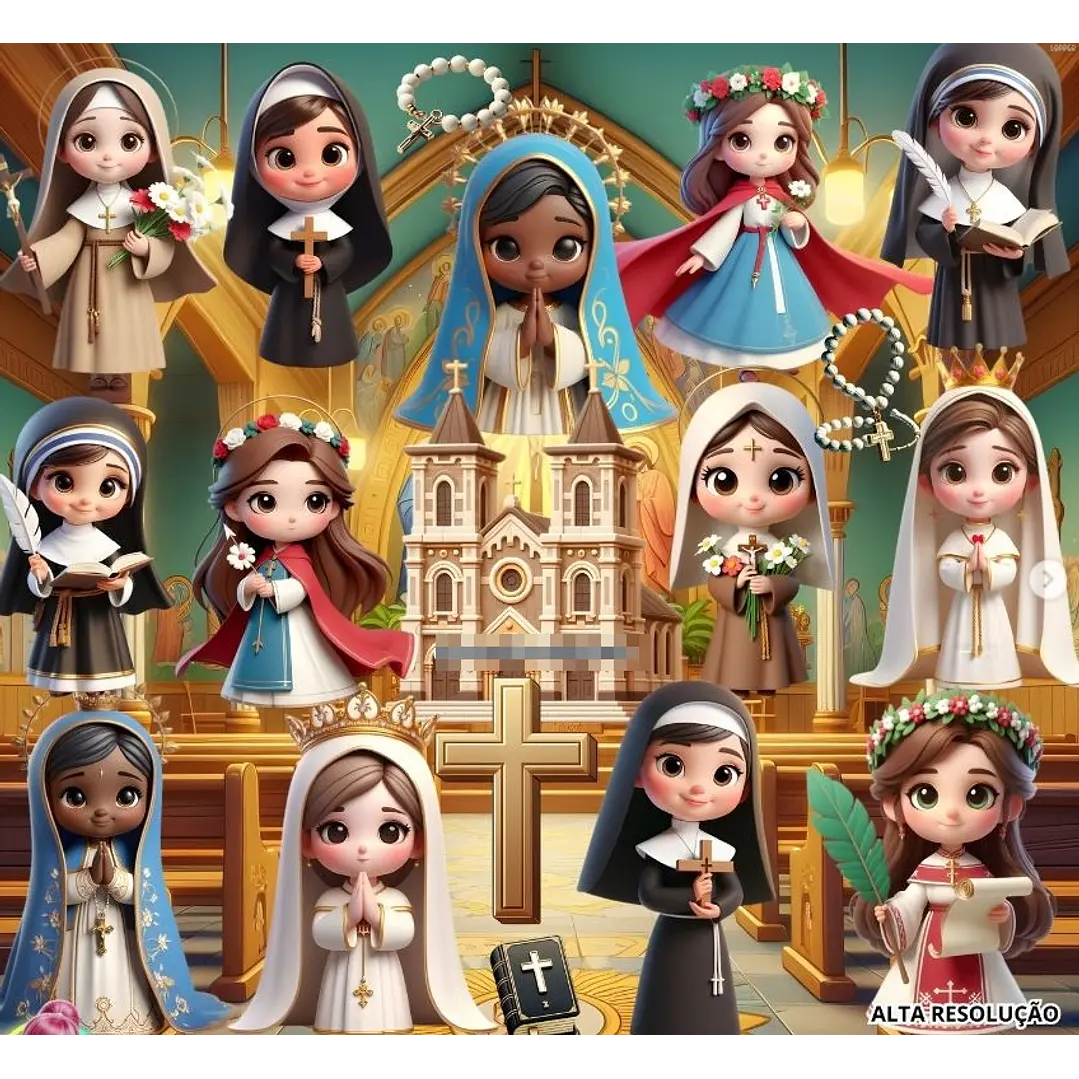 Kit Digital Santinhas Católicas em Png 1