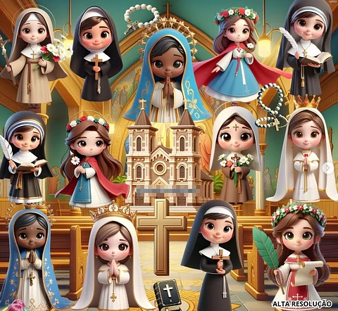 Kit Digital Santinhas Católicas em Png