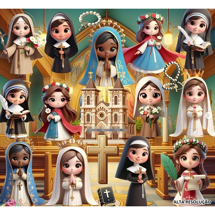 Kit Digital Santinhas Católicas em Png 1