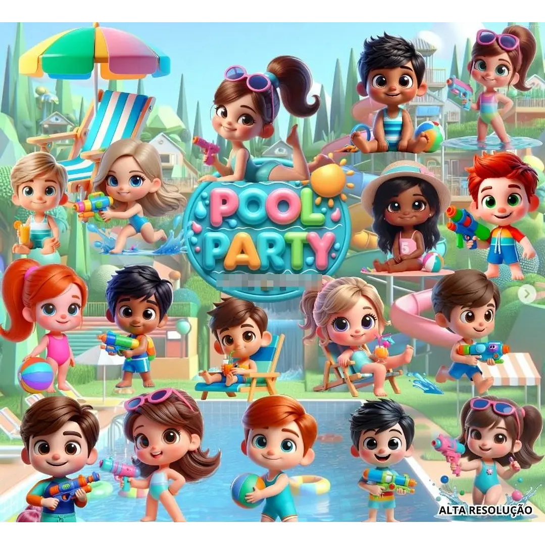 Kit Digital Pool Party Kids em Png  1