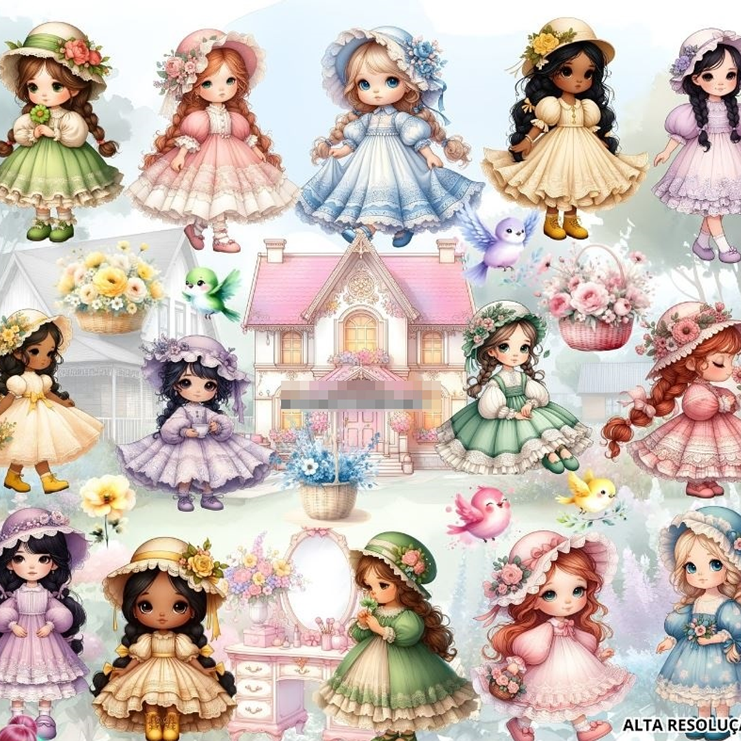 Kit Digital Sara Key Casinha de Bonecas em Png  1