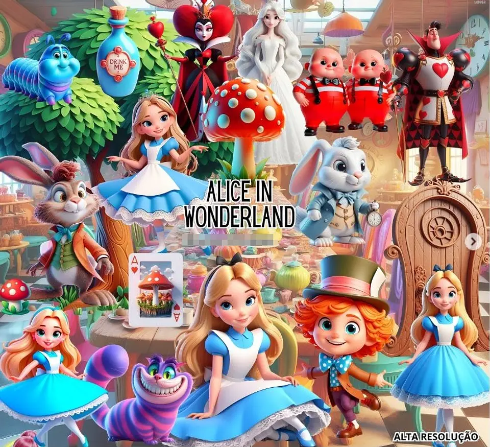 Kit Digital Alice no Pais das Maravilhas em Png  1