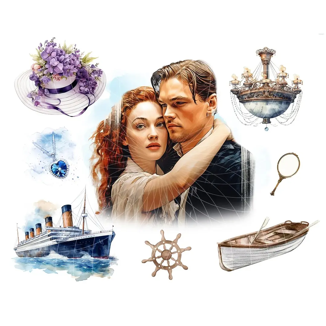 Kit Digital Titanic Aquarela em Png 2