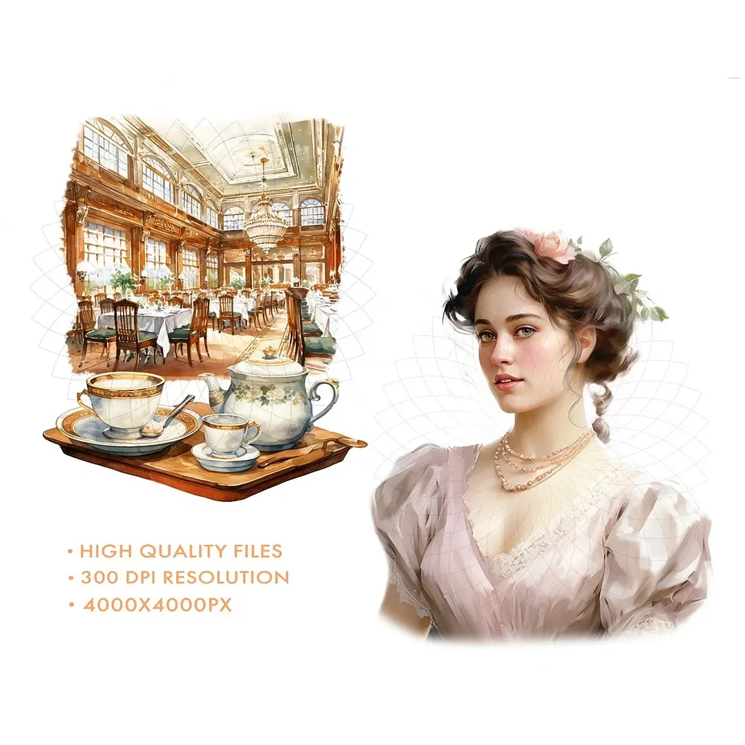 Kit Digital Titanic Aquarela em Png 4