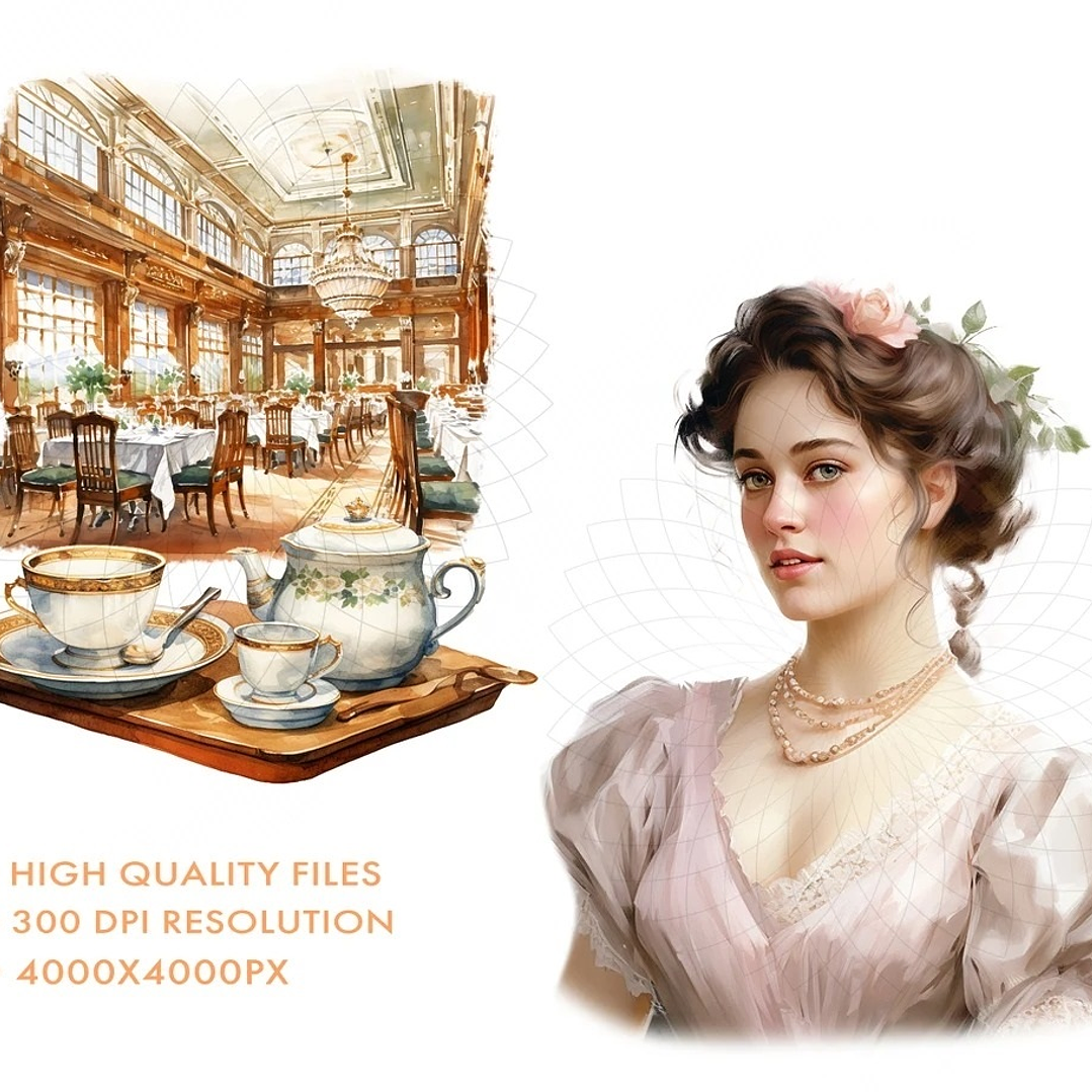 Kit Digital Titanic Aquarela em Png 4