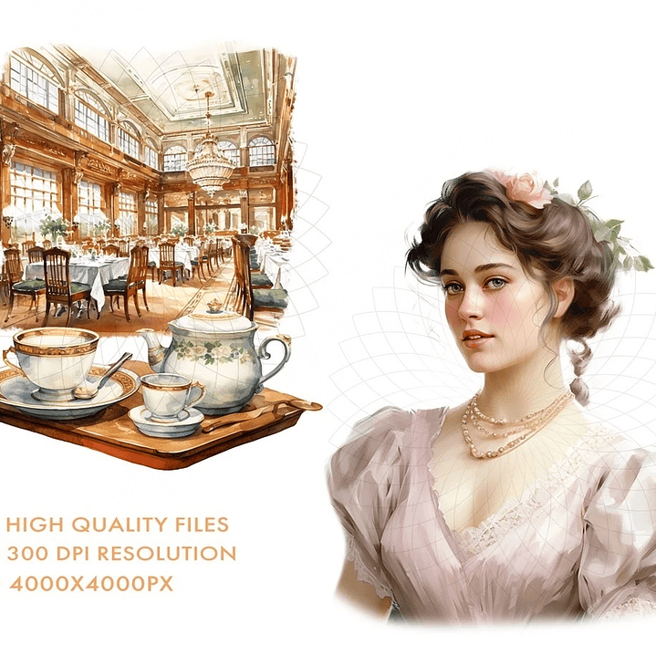 Kit Digital Titanic Aquarela em Png 4