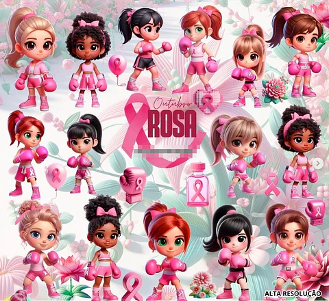 Kit Digital Outubro Rosa em Png 