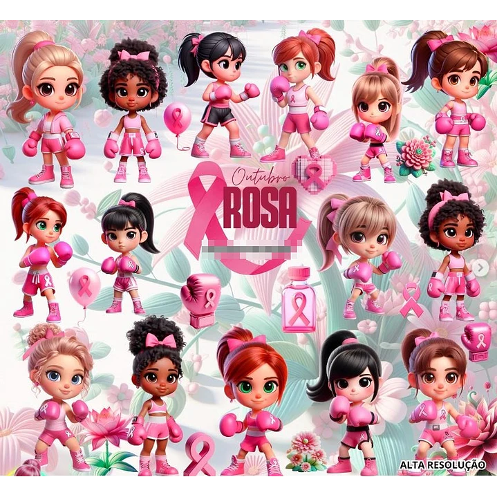 Kit Digital Outubro Rosa em Png  1