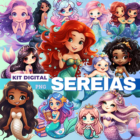 Kit Digital Sereias em Png 