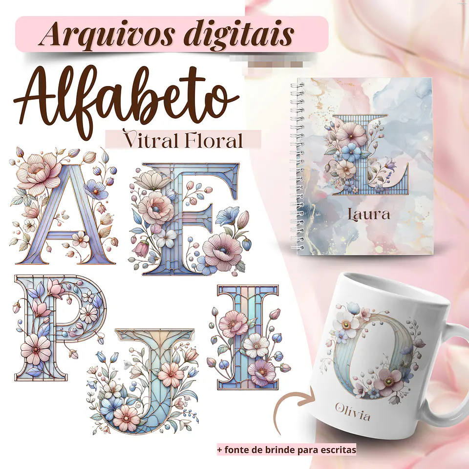 Kit Digital Alfabetos Arquivos em Png   1
