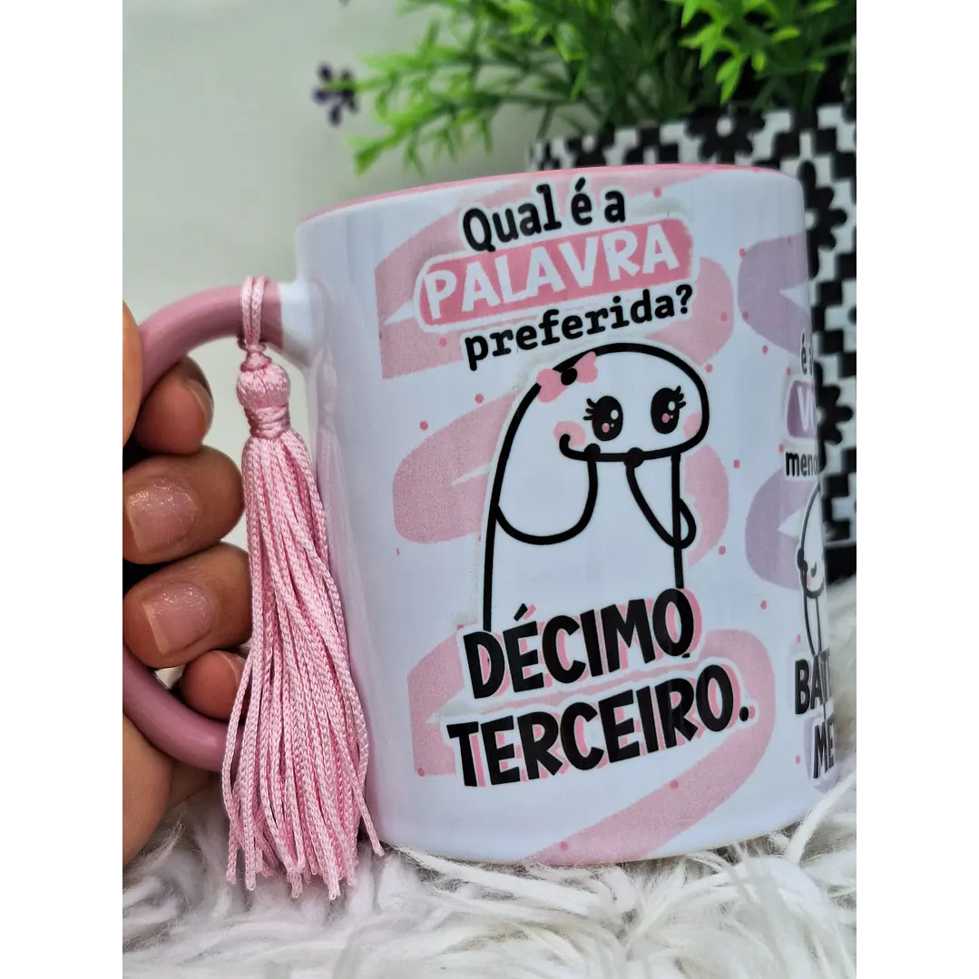 Arte Caneca Flork Qual é a palavra preferida? Décimo terceiro e a que você menos gosta Arquivo em Jpg  1