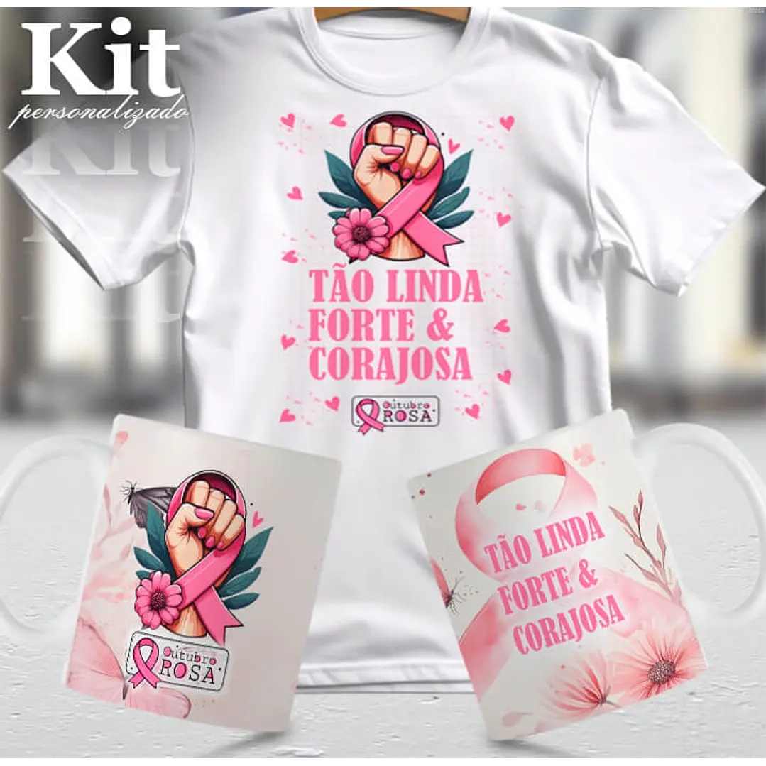 22 Artes para Canecas e Camisa Outubro Rosa Arquivo Editável 1