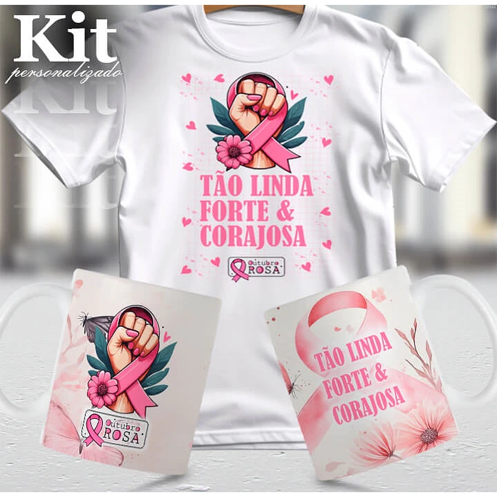 22 Artes para Canecas e Camisa Outubro Rosa Arquivo Editável 1