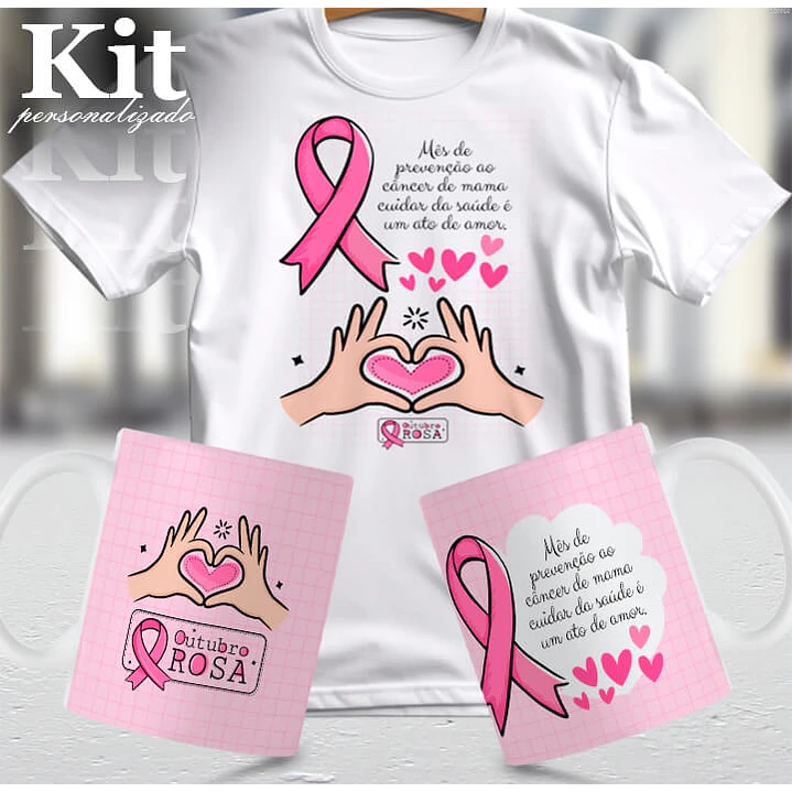 22 Artes para Canecas e Camisa Outubro Rosa Arquivo Editável 2