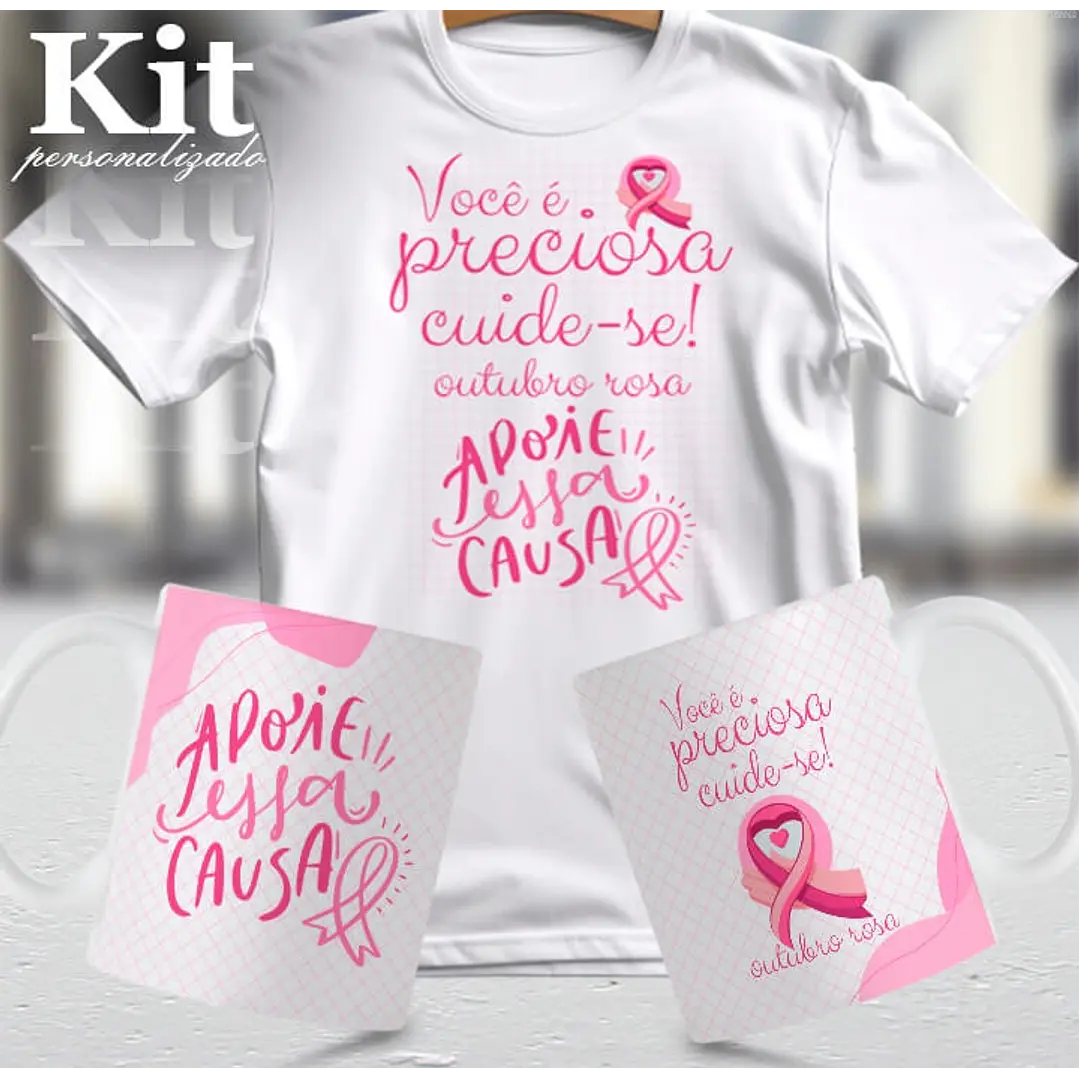 22 Artes para Canecas e Camisa Outubro Rosa Arquivo Editável 3