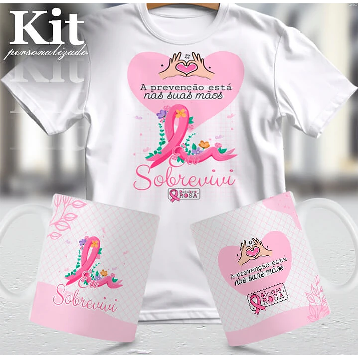 22 Artes para Canecas e Camisa Outubro Rosa Arquivo Editável 7