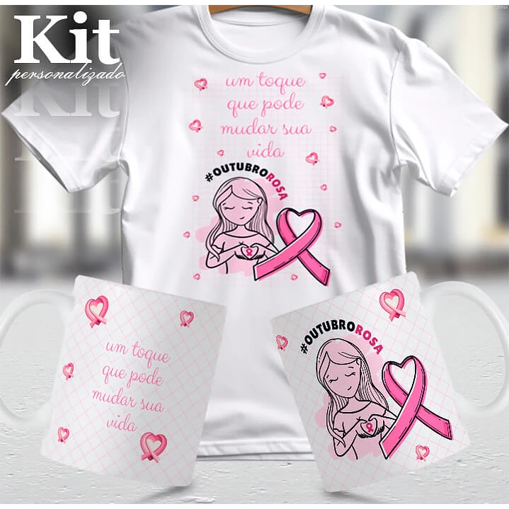 22 Artes para Canecas e Camisa Outubro Rosa Arquivo Editável 8