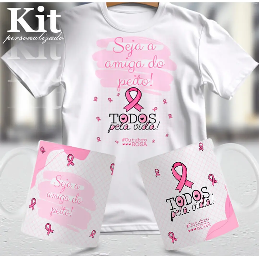 22 Artes para Canecas e Camisa Outubro Rosa Arquivo Editável 9