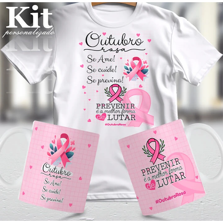 22 Artes para Canecas e Camisa Outubro Rosa Arquivo Editável 10