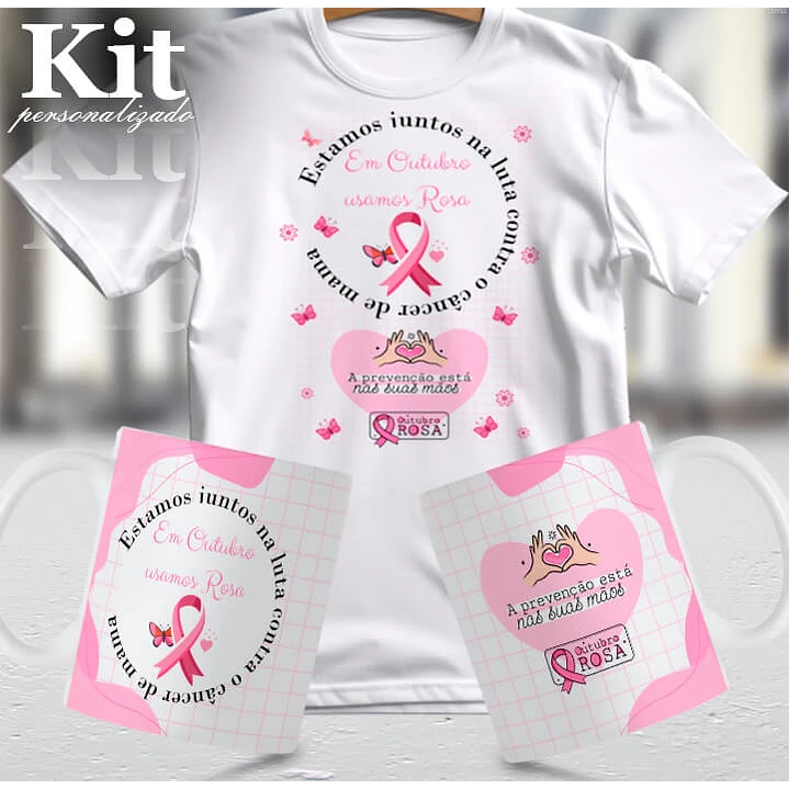 22 Artes para Canecas e Camisa Outubro Rosa Arquivo Editável 11