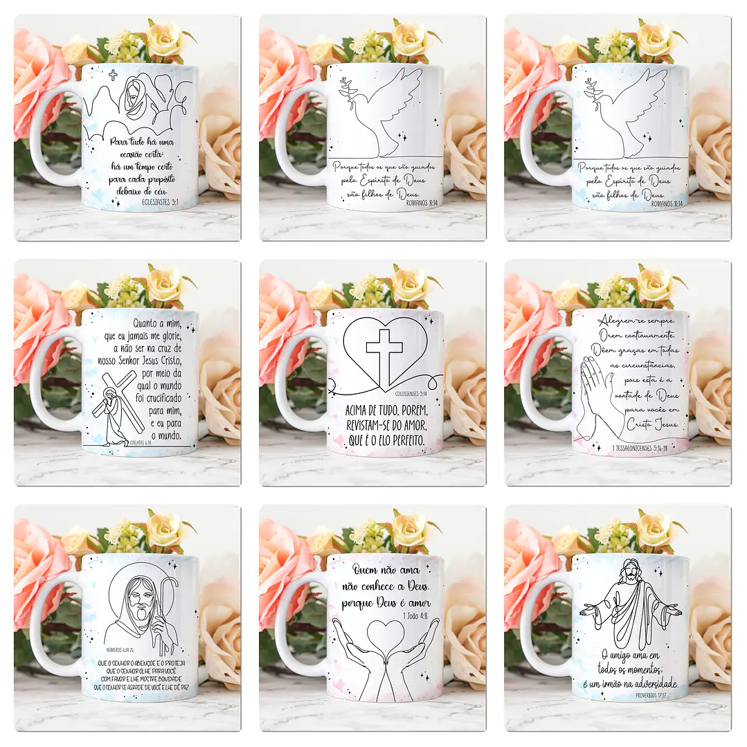 25 Artes para Canecas Biblicas em Linhas Arquivo Jpg 1