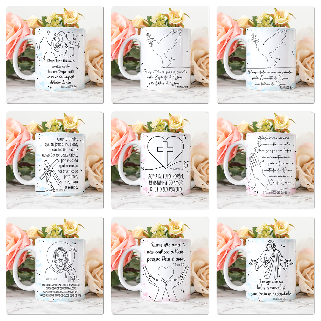 25 Artes para Canecas Biblicas em Linhas Arquivo Jpg 1