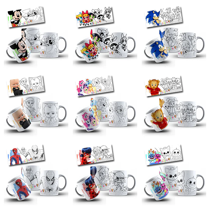 26 Artes para Canecas Dia das Crianças Personagens para Pintar Arquivo Jpg  2
