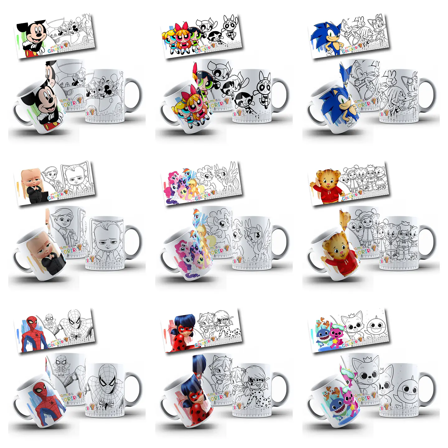 26 Artes para Canecas Dia das Crianças Personagens para Pintar Arquivo Jpg  2