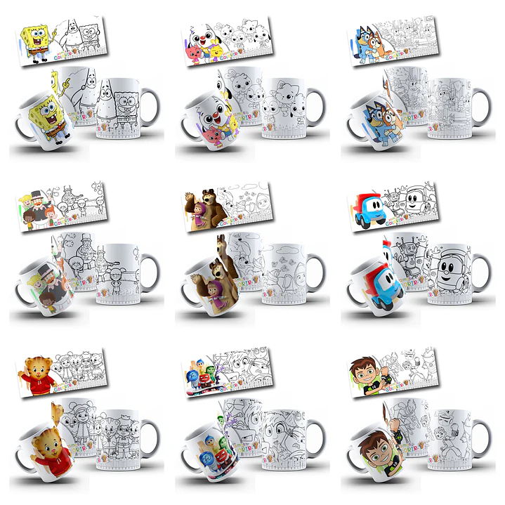 26 Artes para Canecas Dia das Crianças Personagens para Pintar Arquivo Jpg  3