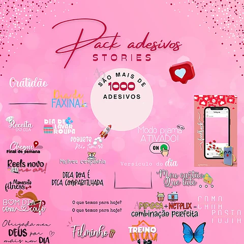 Kit Digital Adesivo para Stories em Png