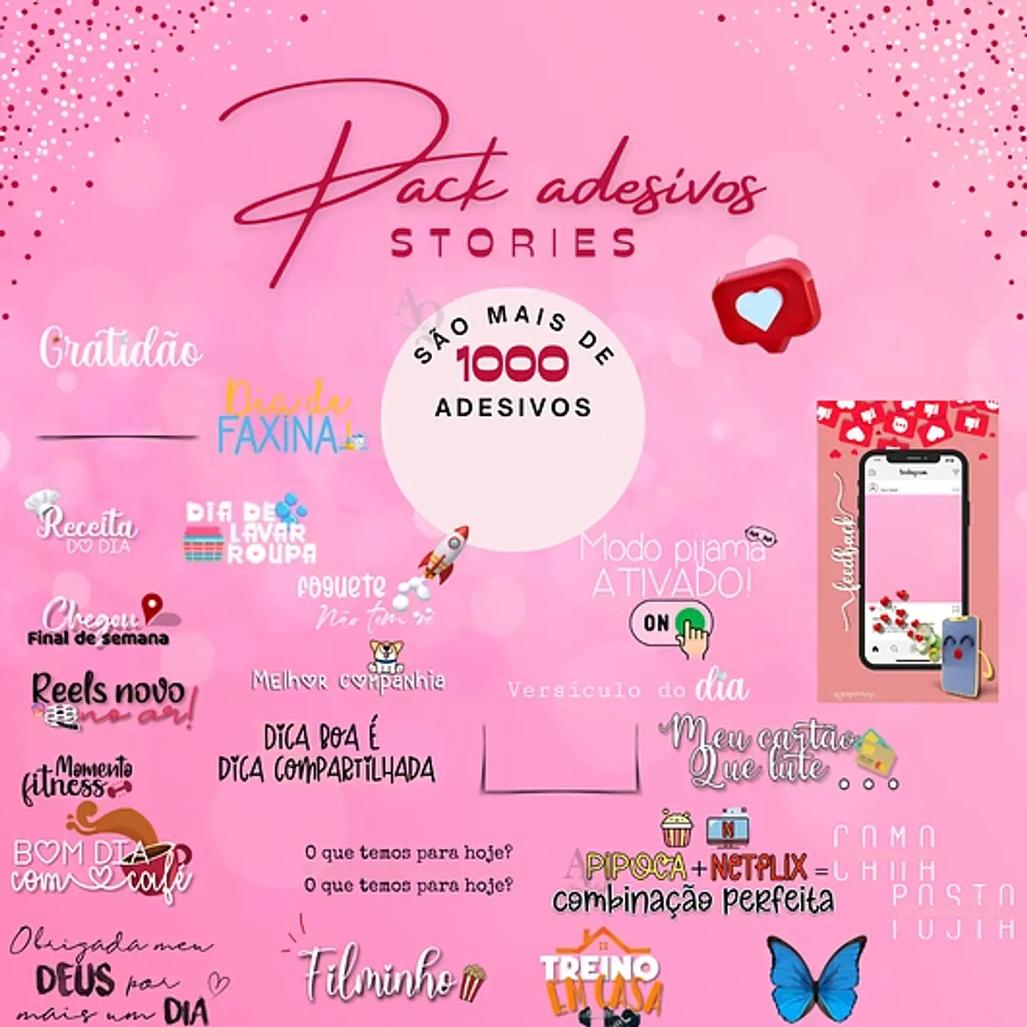 Kit Digital Adesivo para Stories em Png 1