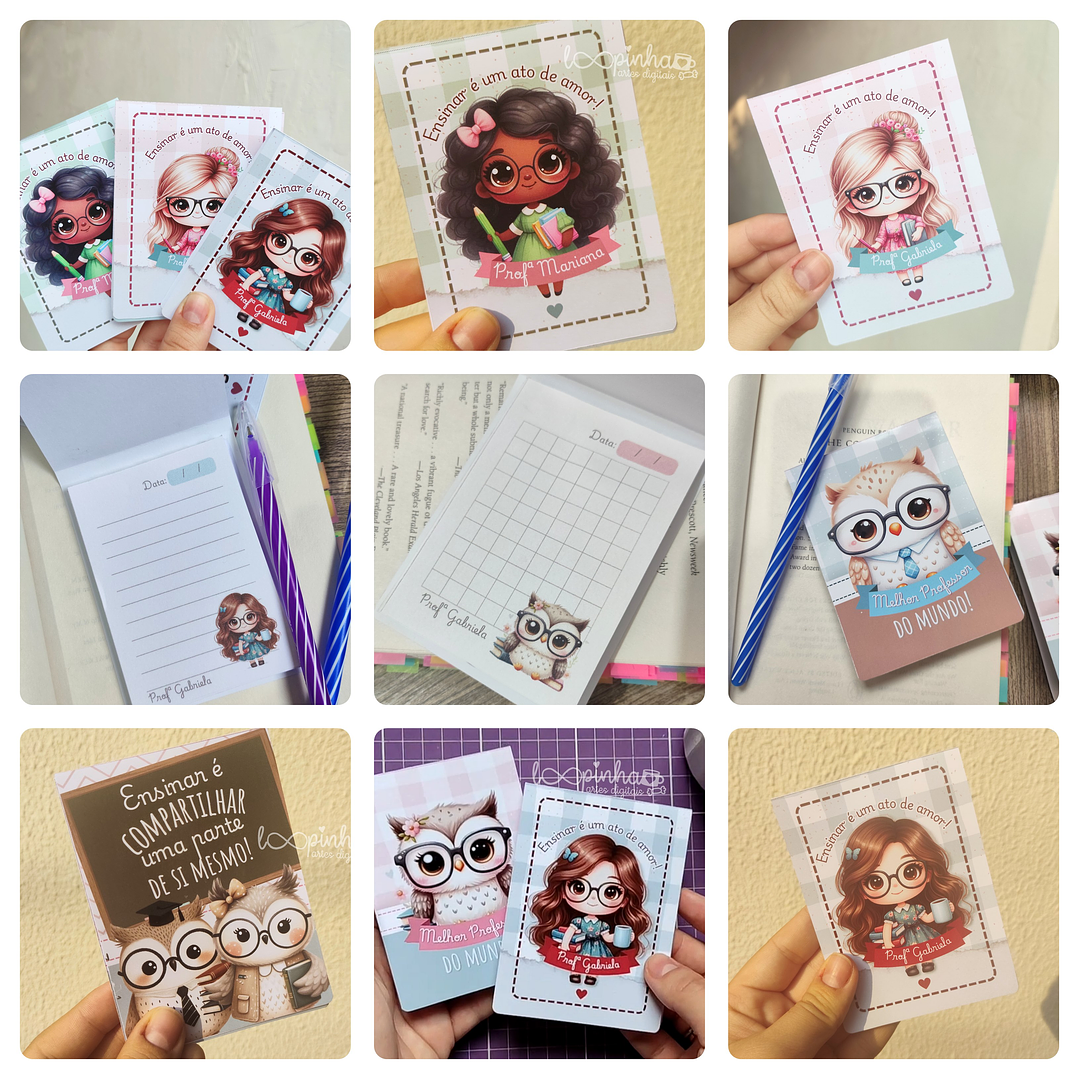 Arquivo Prontos para Imprimir Bloquinhos Destacaveis Dia dos Professores Coruja em Pdf 1