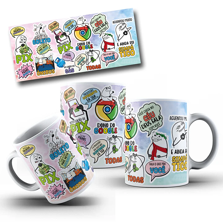Arte Caneca Flork Entrevista qual é a palavra preferida, pix e a que você menos gosta, boleto oque te move mais nesse mundo Arquivo em Jpg   1