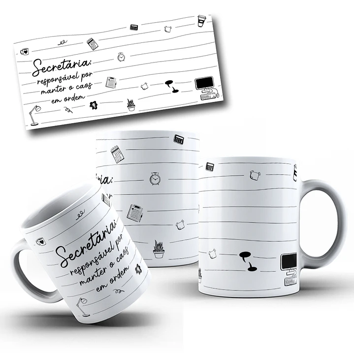 4 Artes para Caneca Secretária Arquivo em Jpg  1