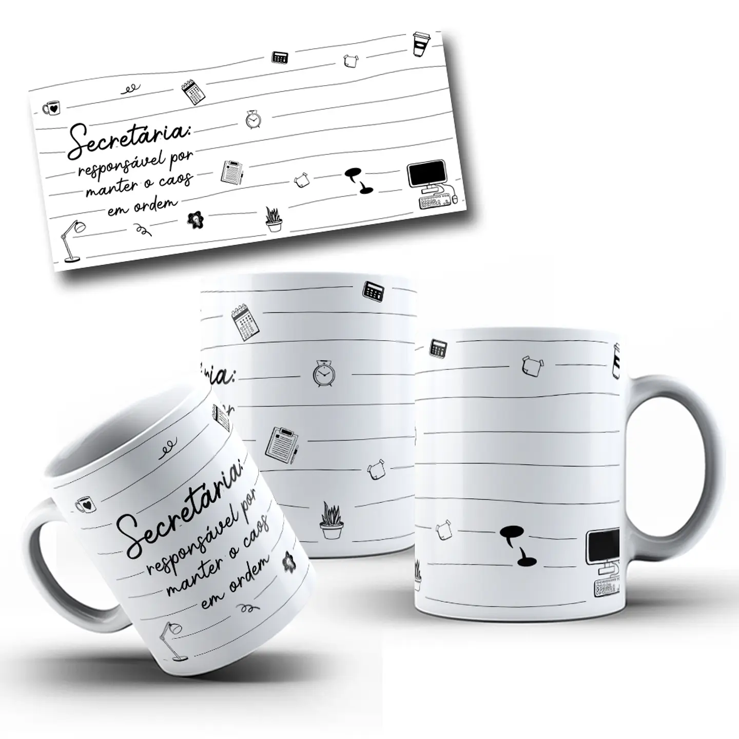 4 Artes para Caneca Secretária Arquivo em Jpg  1