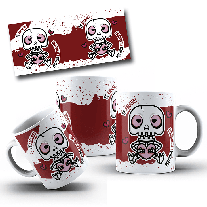 5 Artes para Caneca Dia dos Namorados Love Skull Arquivo Editável 3