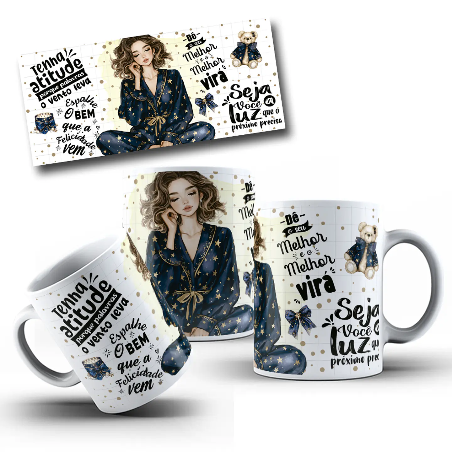 5 Artes para Caneca Frases Femininas Arquivo Editável  4